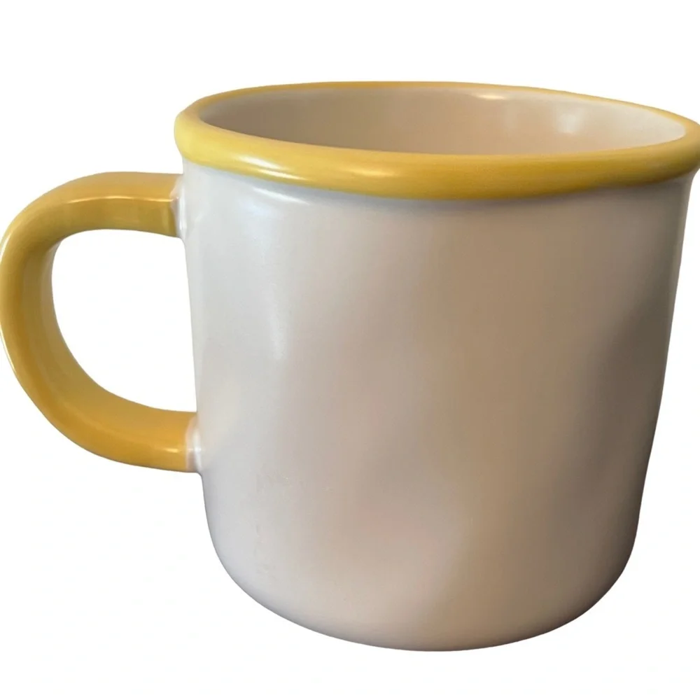 Rae Dunn STAY WILD mug white with yellow trim new